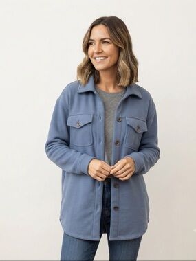Bagatelle Sz S Blue Relaxed Casual Comfy Shacket